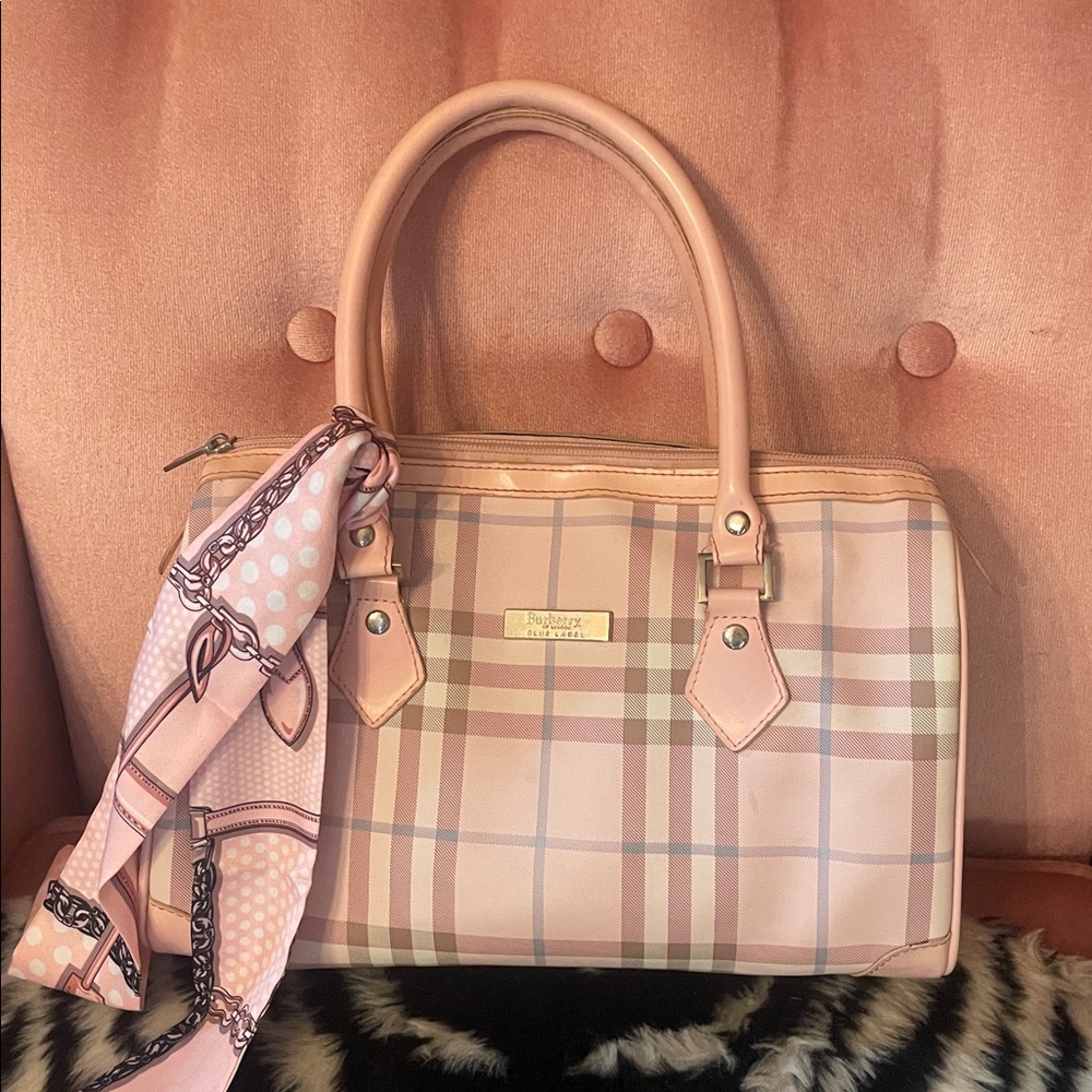 Burberry Pink and Beige Nova Check Purse - Blue Label